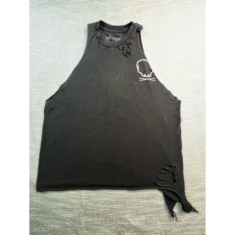 The Drive Clothing Forever Hungry Skull Distressed Muscle Tank Top Black Medium - Picture 2 of 6